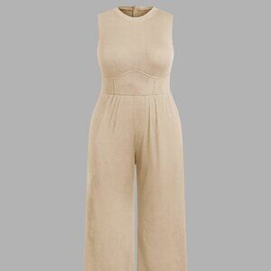 Solid Sleeveless Wide Leg Jumpsuit